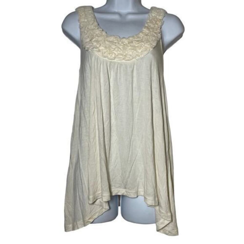 CANDIES cream puff rosette neck tank whimsy Beachy Boho oversized NWT Sz S